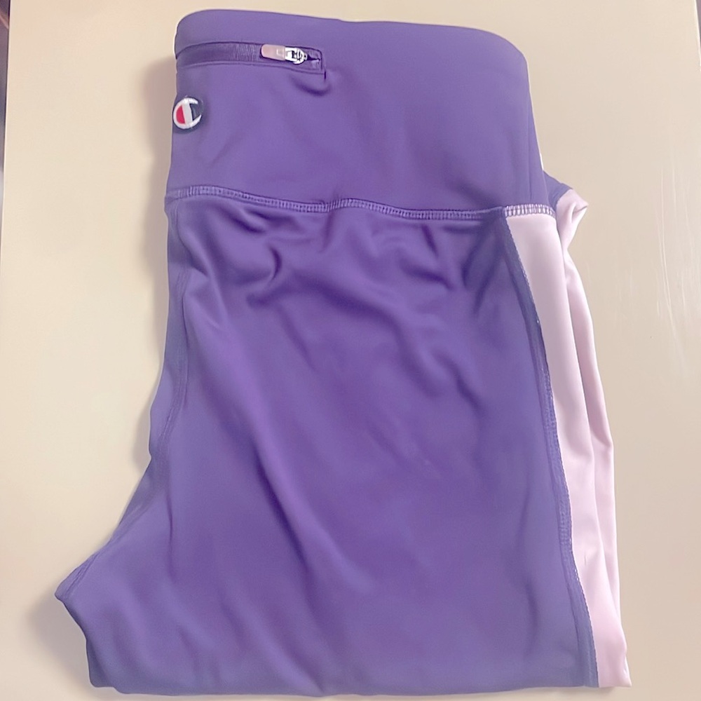 Champion Purple Leggings with White Stripes